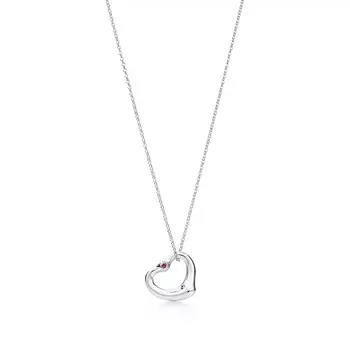 Колье Tiffany & Co. x Elsa Peretti Open Heart, серебро/розовый сапфир