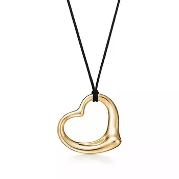 Колье Tiffany & Co. x Elsa Peretti Open Heart, золото/черный шелк