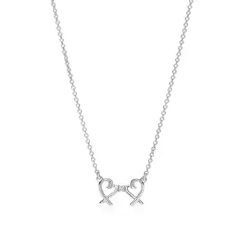 Колье Tiffany & Co. x Paloma Picasso Double Loving Heart, серебро/бриллиант