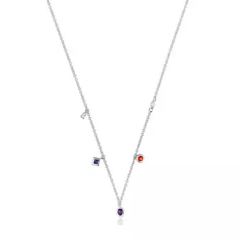 Колье Tous Basic Colors Short With Gemstones And Cultured Pearl, серебро