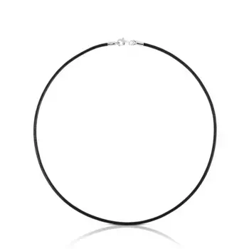 Колье Tous Chokers With Silver Clasp, серебро/черная кожа