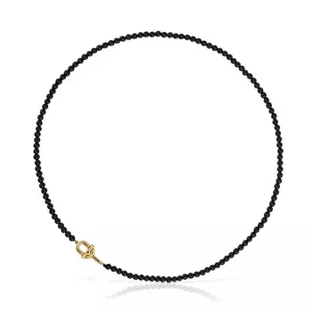 Колье Tous Manifesto, 43 см, позолоченное серебро/оникс