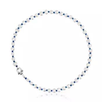 Колье Tous Manifesto 45 Cm, серебро/жемчуг/синий нейлон