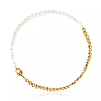 Колье Tous Manifesto, позолоченное серебро/жемчуг