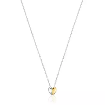 Колье Tous Small Heart My Other Half, позолоченное серебро/серебро