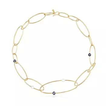 Колье Tous Vermeil Elipse Cultured Pearls, позолоченное серебро/жемчуг