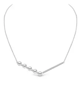 Колье Trend из белого золота с жемчугом и бриллиантами Yoko London, серебряный