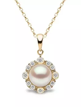 Колье Trend из желтого золота с жемчугом и бриллиантами Yoko London, белый