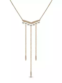 Колье Trend из желтого золота с жемчугом и бриллиантами Yoko London, золотой
