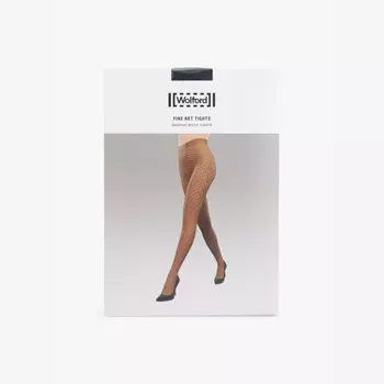 Колготки эластичные с рисунком в мелкую сетку Wolford, черный