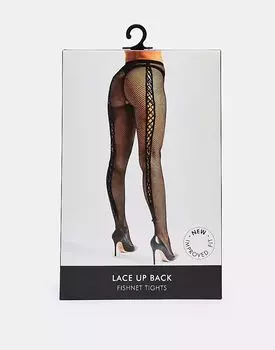 Колготки Ann Summers с сетчатой вставкой и вырезом на спине, черного цвета