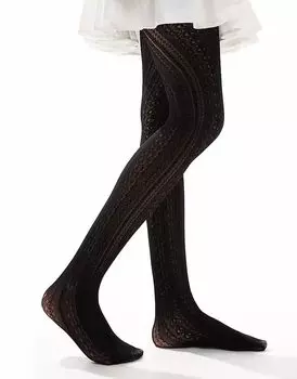 Колготки ажурной вязки Petit Moments черного цвета