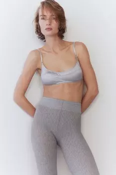 Колготки без стопы ребристой вязки H&M, серый