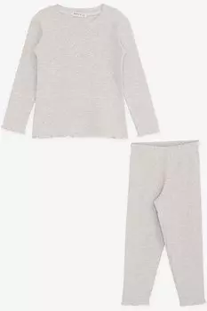 Колготки для девочек, расшитые пайетками и вышитой надписью, бежевый меланж (1,5–5 лет) Breeze