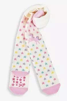 Колготки до колена JoJo Maman Bb с высоким содержанием хлопка и мотивом единорога Jojo Maman Bb, бежевый