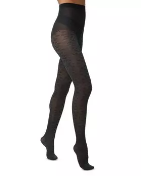 Колготки HUE Luxe с леопардовым принтом, черный