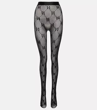 Колготки из тюля с узором GG GUCCI, черный