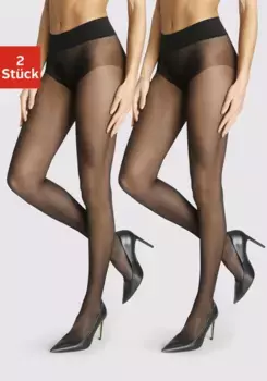 Колготки LASCANA (2 шт), матовые прозрачные, черный