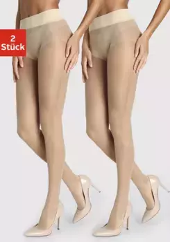 Колготки LASCANA (2 шт), матовые прозрачные, цвет Powder