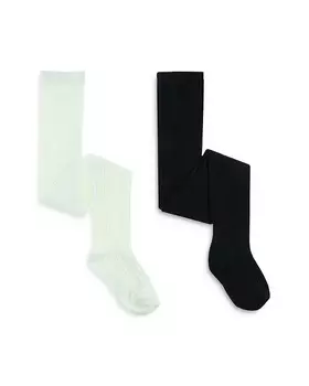 Колготки однотонной вязки Capelli для девочек, упаковка из 2 штук — Little Kid, слоновая кость/кремовый