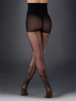 Колготки с рисунком Love на заднем шве Bluebella, черный