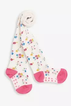 Колготки с высоким содержанием хлопка и цветочным узором Jojo Maman Bb, бежевый