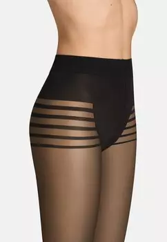 Колготки TIGHTS TRANSLUCENT 20 STRIPES PANTY COMPRESSION MADE IN GERMANY ITEM m6, черный