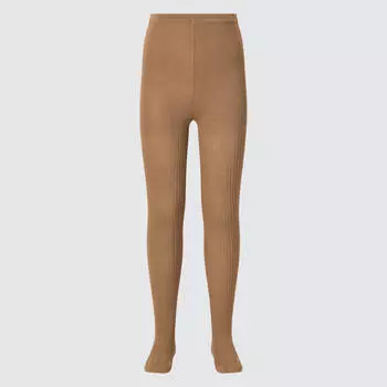 Колготки Uniqlo Girls Ribbed Tights, коричневый