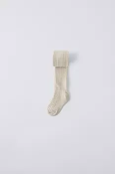 Колготки в рубчик ZARA, цвет stone