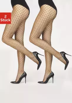 Колготки в сетку Buffalo (2 шт.) с комфортным поясом, черный