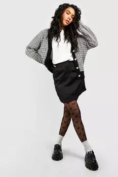 Колготки в сетку love heart Boohoo, черный
