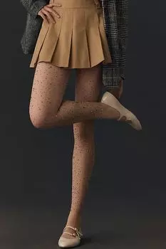 Колготки в сетку с драгоценными камнями, цвет nude