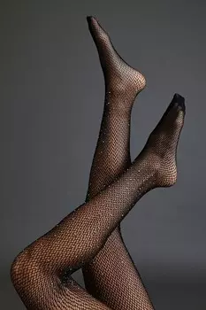 Колготки в сетку со стразами Forever 21, черный