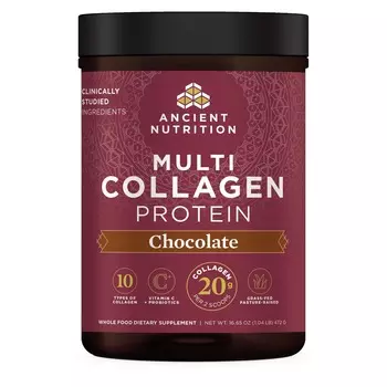 Коллаген Ancient Nutrition Multi Protein 10 Types Vitamin C + Probiotics Chocolate, 472 г