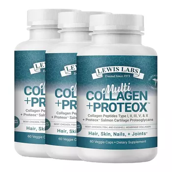 Коллаген Lewis Labs Multi Peptides Type I, II, III, V, X + Proteox, 180 капсул