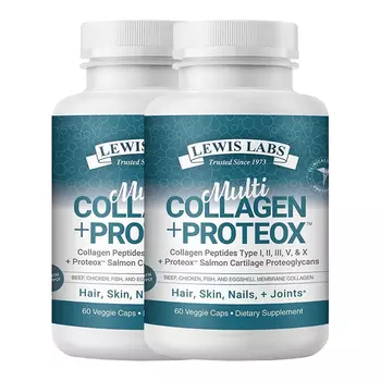 Коллаген Lewis Labs Multi Peptides Type I, II, III, V, X + Proteox, 120 капсул