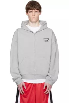 Колледж худи на молнии We11Done, серый