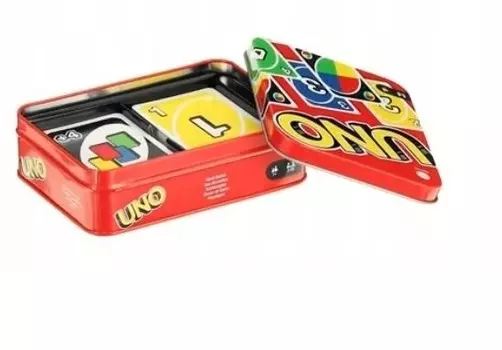 Коллекционная карточная игра Uno Deluxe в металлической банке Mattel