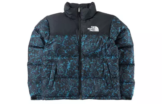 Коллекция 1996 года, пуховик унисекс, цвет розовый, синий, коралловый The North Face, розово-голубой