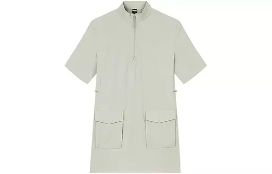 Коллекция Anta Outdoor, платье с короткими рукавами, женское, дымчато-серые, меланжевого цвета, Smoke Heather Gray