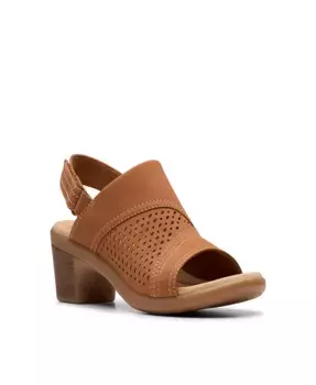 Коллекция Emily2 Сандалии на блоке Mist с каблуком Clarks, коричневый/бежевый