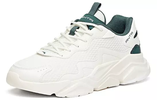 Коллекция Life Стиль Кроссовки Женские Низкие Белые Мохово-Зеленые Anta