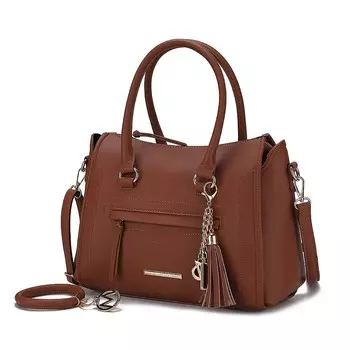 Коллекция MKF Сумка Valeria с ремешком Брелок для ключей с подвеской M от Mia K MKF Collection, цвет Cognac