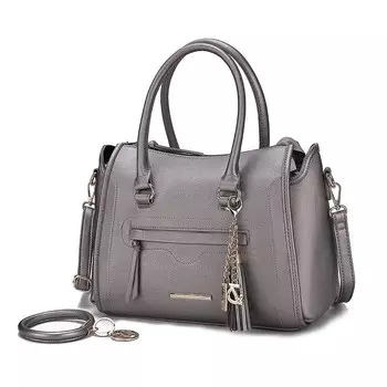 Коллекция MKF Сумка Valeria с ремешком Брелок для ключей с подвеской M от Mia K MKF Collection, цвет Pewter