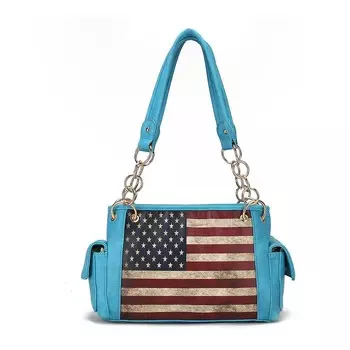 Коллекция Mkf Женская сумка через плечо Alaina из веганской кожи с флагом от Mia K MKF Collection, цвет Turquoise