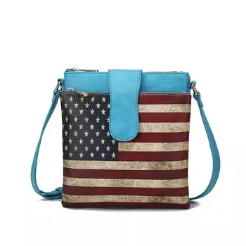 Коллекция Mkf Женская сумка через плечо Josephine из веганской кожи с флагом от Mia K MKF Collection, цвет Turquoise