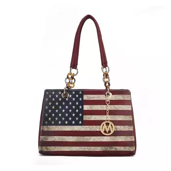 Коллекция Mkf Женская сумка через плечо Nevaeh из веганской кожи с патриотическим узором от Mia K MKF Collection, цвет Burgundy