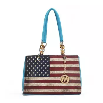 Коллекция Mkf Женская сумка через плечо Nevaeh из веганской кожи с патриотическим узором от Mia K MKF Collection, цвет Turquoise