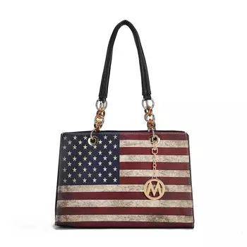 Коллекция Mkf Женская сумка через плечо Nevaeh из веганской кожи с патриотическим узором от Mia K MKF Collection, черный