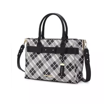 Коллекция MKF Женская сумка-саквояж Vivian из веганской кожи с клетчатым узором от Mia K MKF Collection, черный